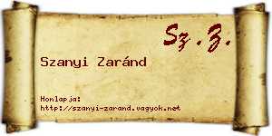 Szanyi Zaránd névjegykártya
